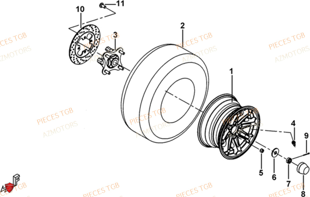 Roues Arriere AZMOTORS Pieces TGB BLADE 1000 LT EPS LUXE  (No Serie RFCETTTBA.. Type: ETT)