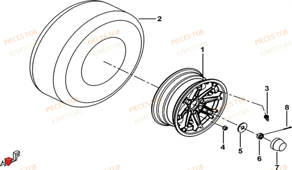 Roues Avant AZMOTORS Pieces TGB BLADE 1000 LT EPS LUXE  (No Serie RFCETTTBA.. Type: ETT)