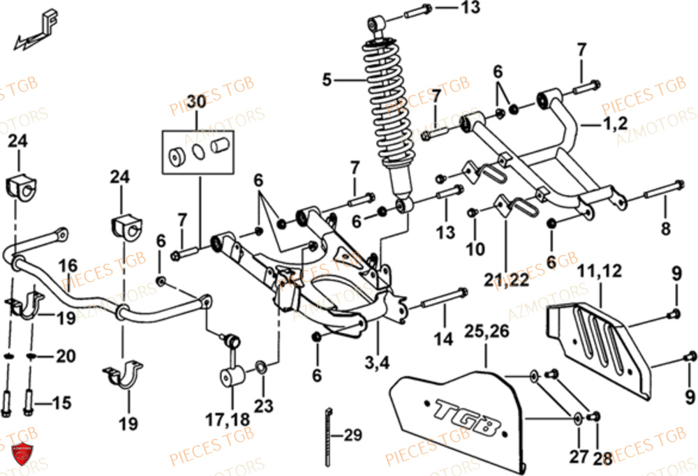 Suspension Arriere AZMOTORS Pieces TGB BLADE 1000 LT EPS LUXE  (No Serie RFCETTTBA.. Type: ETT)
