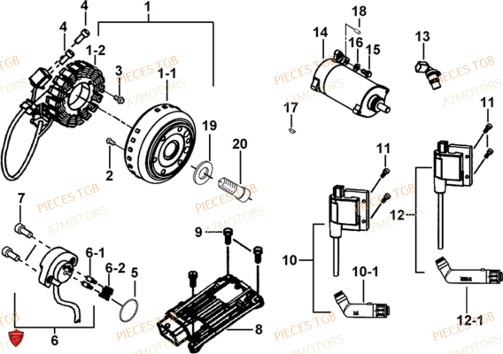 Systeme Electrique 1 AZMOTORS Pieces TGB BLADE 1000 LT EPS LUXE  (No Serie RFCETTTBA.. Type: ETT)