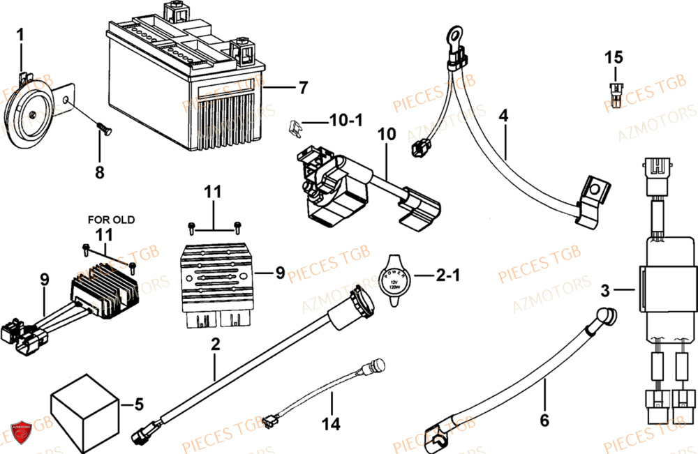 Systeme Electrique 3 AZMOTORS Pieces TGB BLADE 1000 LT EPS LUXE  (No Serie RFCETTTBA.. Type: ETT)