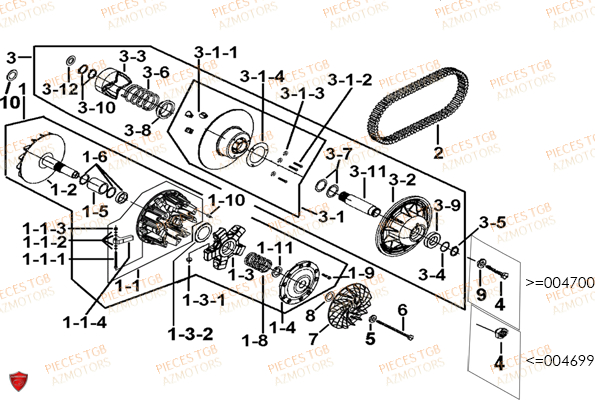 Variateur TGB Pieces TGB BLADE 1000 LT EPS LUXE  (No Serie RFCETTTBA.. Type: ETT)