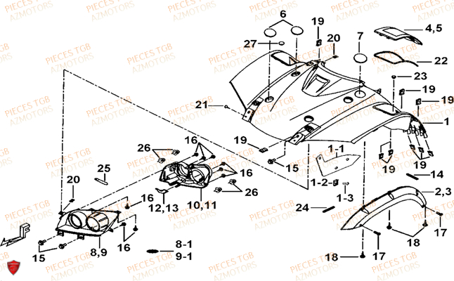 Carrosserie Avant TGB Pieces TGB BLADE 325 (No serie RFCFCCFCA.... Type FFC)