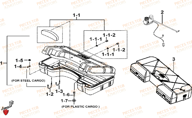 Coffres Arriere (option) AZMOTORS Pieces TGB BLADE 325 (No serie RFCFCCFCA.... Type FFC)