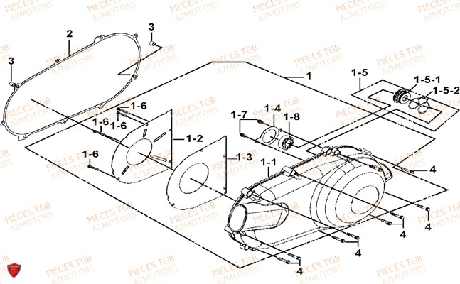 Couvercle Gauche TGB Pieces TGB BLADE 325 (No serie RFCFCCFCA.... Type FFC)