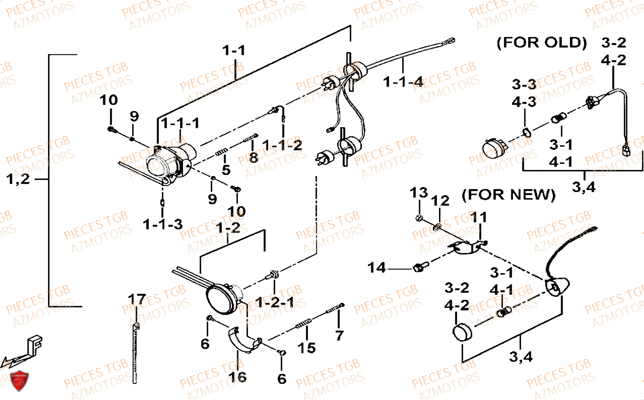 Eclairage Avant TGB Pieces TGB BLADE 325 (No serie RFCFCCFCA.... Type FFC)