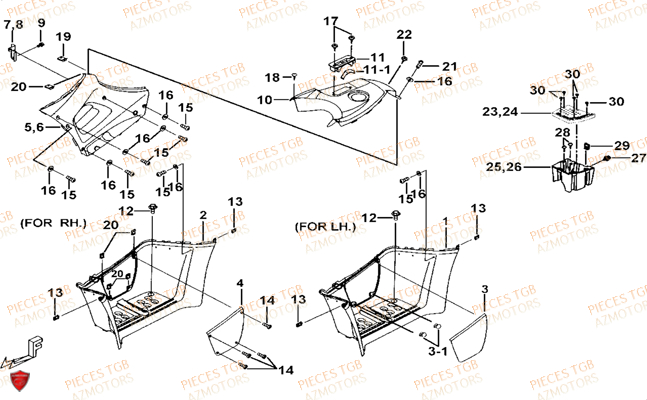 Marche Pied TGB Pieces TGB BLADE 325 (No serie RFCFCCFCA.... Type FFC)