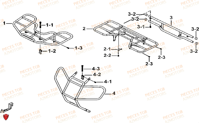 Porte Bagages (option) AZMOTORS Pieces TGB BLADE 325 (No serie RFCFCCFCA.... Type FFC)