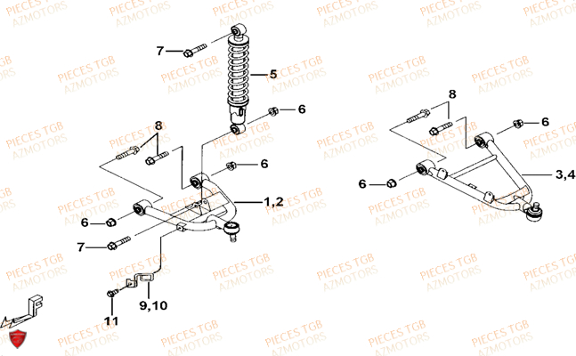 Suspension Avant TGB Pieces TGB BLADE 325 (No serie RFCFCCFCA.... Type FFC)