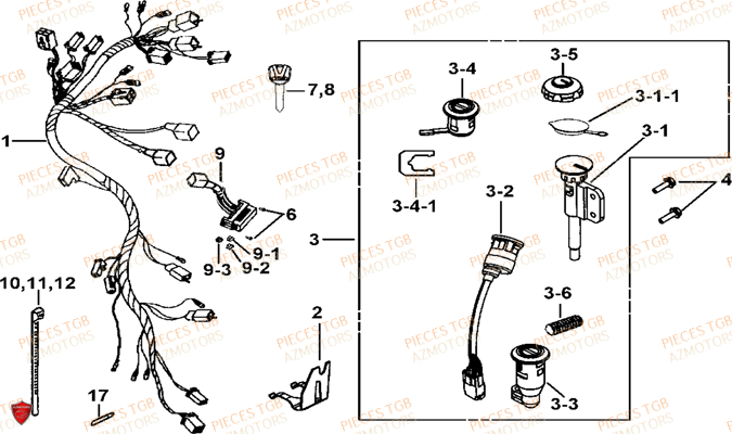 Systeme Electrique TGB Pieces TGB BLADE 325 (No serie RFCFCCFCA.... Type FFC)