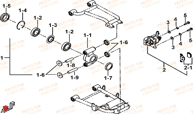 Axe Arriere TGB Pieces TGB BLADE 425 IRS (Concerne les No serie RFCFBEFBD..type FBE-D)