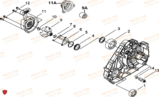 Cache Carter Moteur Gauche 1 TGB Pieces TGB BLADE 425 IRS (Concerne les No serie RFCFBEFBD..type FBE-D)