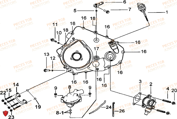 Cache Carter Moteur Gauche 2 TGB Pieces TGB BLADE 425 IRS (Concerne les No serie RFCFBEFBD..type FBE-D)