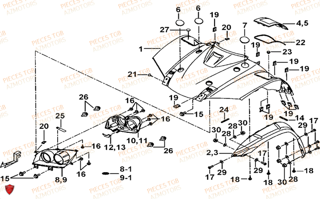 Carrosserie Avant TGB Pieces TGB BLADE 425 IRS (Concerne les No serie RFCFBEFBD..type FBE-D)