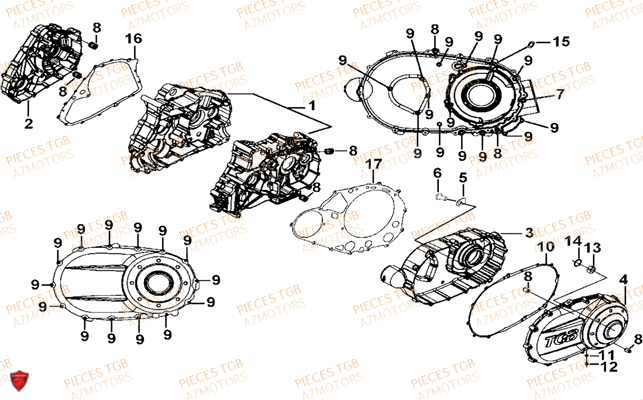 Carter Moteur TGB Pieces TGB BLADE 425 IRS (Concerne les No serie RFCFBEFBD..type FBE-D)