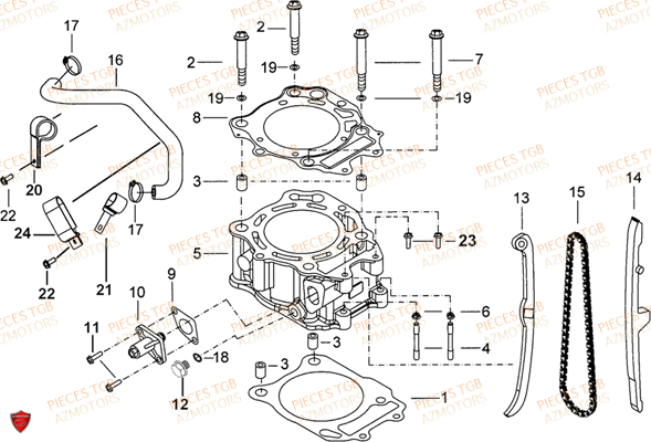 Cylindre TGB Pieces TGB BLADE 425 IRS (Concerne les No serie RFCFBEFBD..type FBE-D)