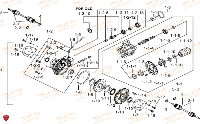 Differentiel Arriere TGB Pieces TGB BLADE 425 IRS (Concerne les No serie RFCFBEFBD..type FBE-D)