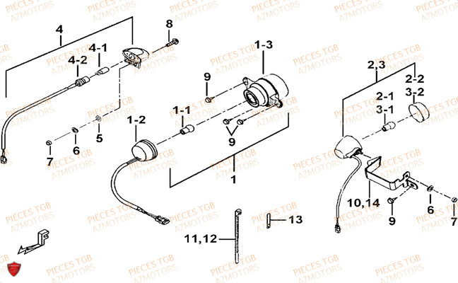 Eclairage Arriere TGB Pieces TGB BLADE 425 IRS (Concerne les No serie RFCFBEFBD..type FBE-D)