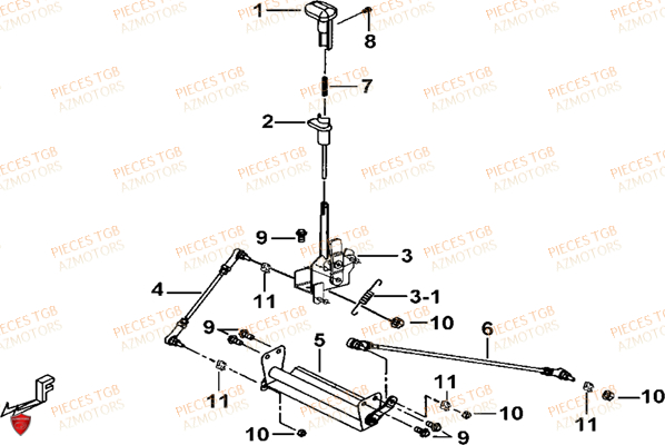 Levier De Vitesses TGB Pieces TGB BLADE 425 IRS (Concerne les No serie RFCFBEFBD..type FBE-D)