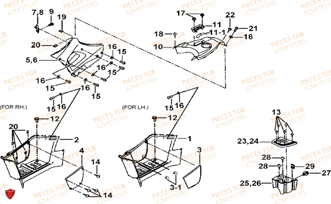 Marche Pied TGB Pieces TGB BLADE 425 IRS (Concerne les No serie RFCFBEFBD..type FBE-D)