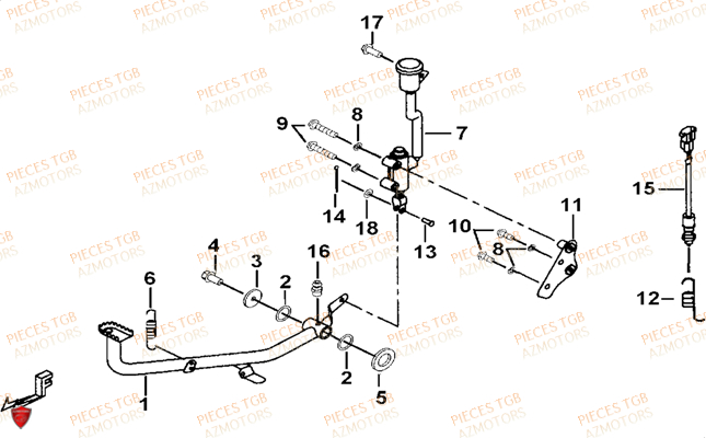 Pedale De Frein TGB Pieces TGB BLADE 425 IRS (Concerne les No serie RFCFBEFBD..type FBE-D)