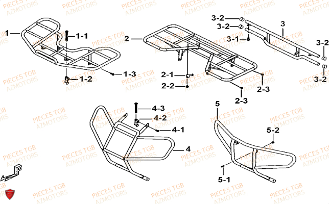 Porte Bagages (option) AZMOTORS Pieces TGB BLADE 425 IRS (Concerne les No serie RFCFBEFBD..type FBE-D)