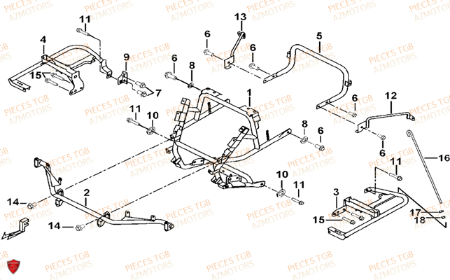 Support Pare Chocs TGB Pieces TGB BLADE 425 IRS (Concerne les No serie RFCFBEFBD..type FBE-D)