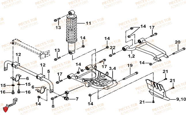 Suspension Arriere TGB Pieces TGB BLADE 425 IRS (Concerne les No serie RFCFBEFBD..type FBE-D)