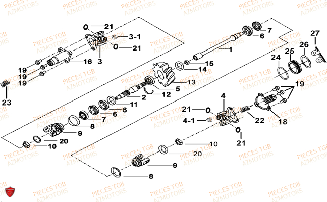 Transmission TGB Pieces TGB BLADE 425 IRS (Concerne les No serie RFCFBEFBD..type FBE-D)