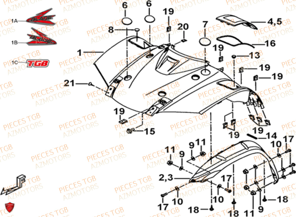 Carrosserie Avant TGB Pieces TGB BLADE 470 SL (No Serie RFCFTGTBD...Type:FTG-HRE)