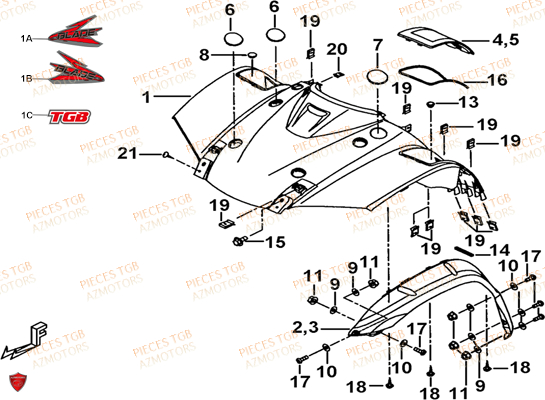 Carrosserie Avant TGB Pieces TGB BLADE 470 SL (No Serie RFCFTGTBD...Type:FTG-HRE)