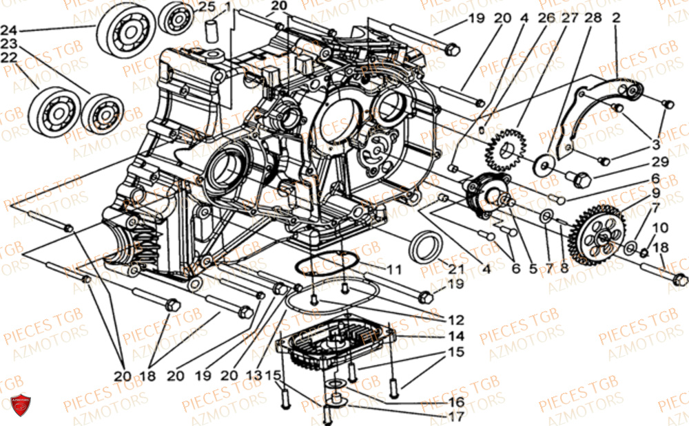 Carter Moteur Droit TGB Pieces TGB BLADE 470 SL (No Serie RFCFTGTBD...Type:FTG-HRE)