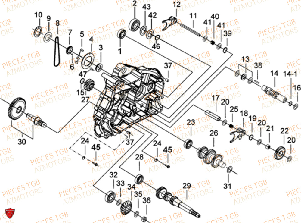 Carter Moteur Gauche 2 TGB Pieces TGB BLADE 470 SL (No Serie RFCFTGTBD...Type:FTG-HRE)