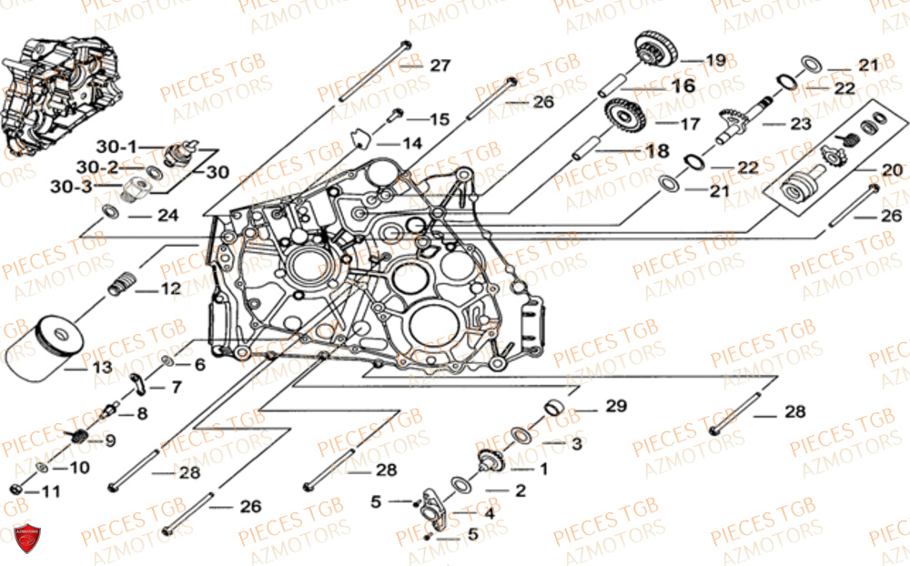Carter Moteur Gauche TGB Pieces TGB BLADE 470 SL (No Serie RFCFTGTBD...Type:FTG-HRE)