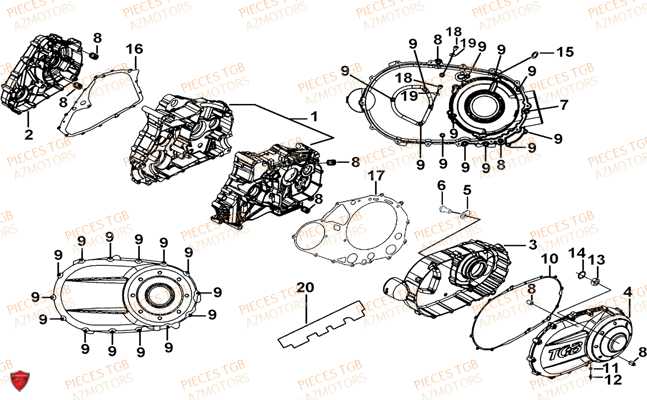 Carter Moteur TGB Pieces TGB BLADE 470 SL (No Serie RFCFTGTBD...Type:FTG-HRE)