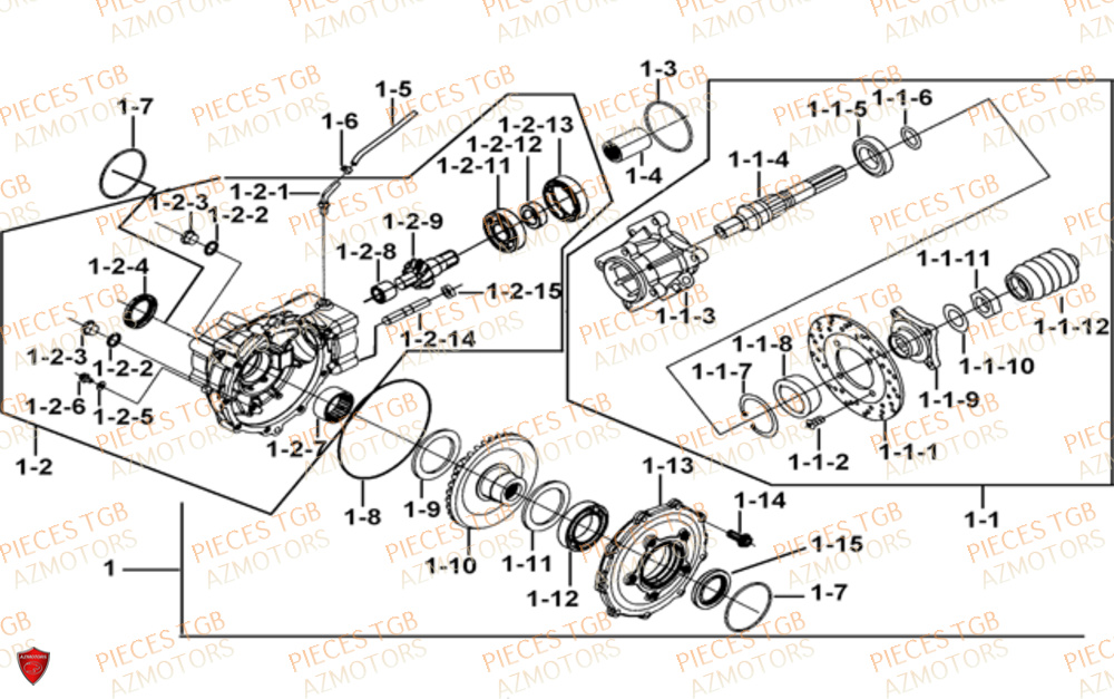 Differentiel Arriere TGB Pieces TGB BLADE 470 SL (No Serie RFCFTGTBD...Type:FTG-HRE)