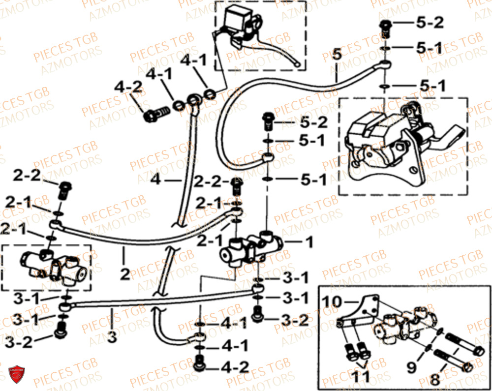 Distributeur Frein Arriere TGB Pieces TGB BLADE 470 SL (No Serie RFCFTGTBD...Type:FTG-HRE)