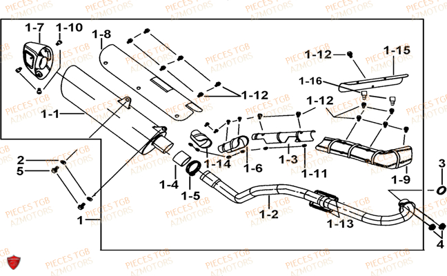 Echappement TGB Pieces TGB BLADE 470 SL (No Serie RFCFTGTBD...Type:FTG-HRE)