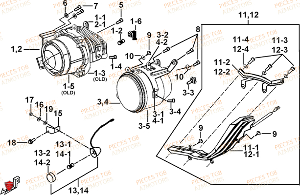 Eclairage Avant TGB Pieces TGB BLADE 470 SL (No Serie RFCFTGTBD...Type:FTG-HRE)