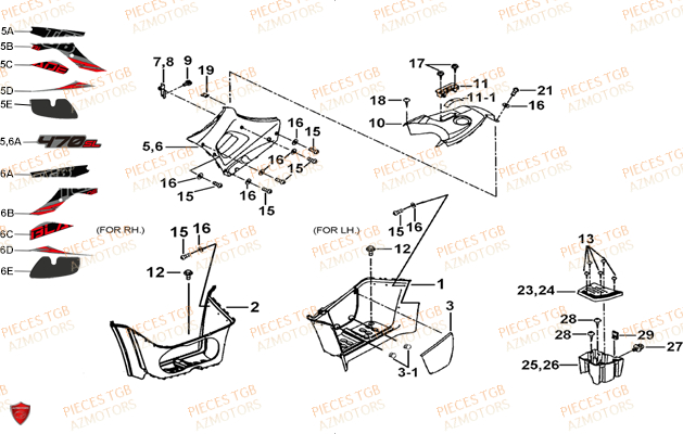 Marche Pied TGB Pieces TGB BLADE 470 SL (No Serie RFCFTGTBD...Type:FTG-HRE)