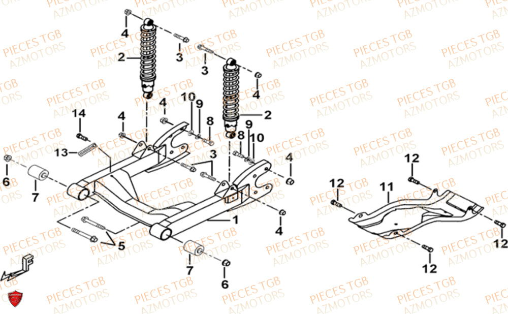 Suspension Arriere TGB Pieces TGB BLADE 470 SL (No Serie RFCFTGTBD...Type:FTG-HRE)