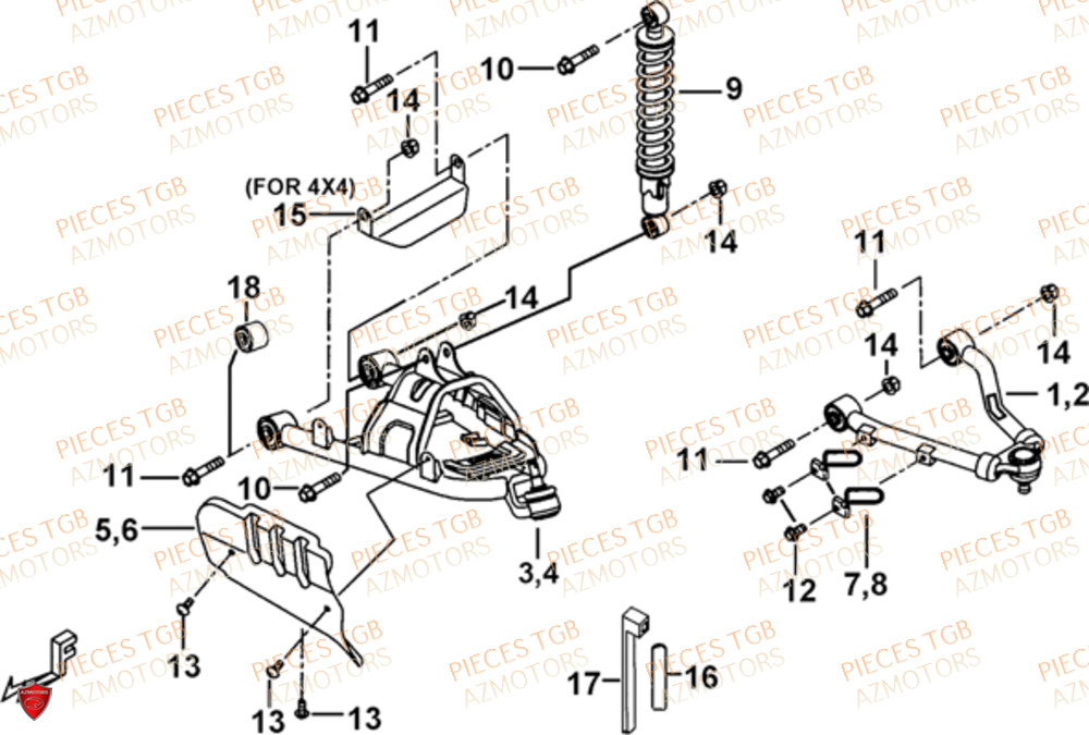 Suspension Avant TGB Pieces TGB BLADE 470 SL (No Serie RFCFTGTBD...Type:FTG-HRE)