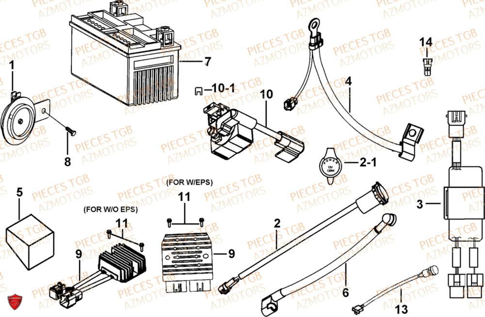 Systeme Electrique 3 TGB Pieces TGB BLADE 470 SL (No Serie RFCFTGTBD...Type:FTG-HRE)