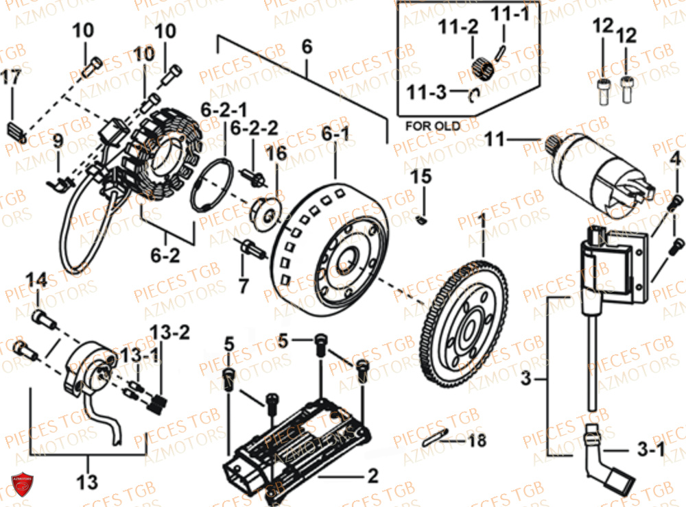 Systeme Electrique TGB Pieces TGB BLADE 470 SL (No Serie RFCFTGTBD...Type:FTG-HRE)