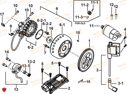 Systeme Electrique 1 TGB Pieces TGB BLADE 470 SL (No Serie RFCFTGTBD...Type:FTG-HRE)