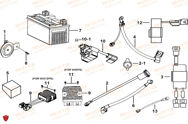 Systeme Electrique 3 TGB Pieces TGB BLADE 470 SL (No Serie RFCFTGTBD...Type:FTG-HRE)