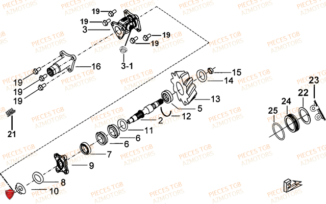 Transmission TGB Pieces TGB BLADE 470 SL (No Serie RFCFTGTBD...Type:FTG-HRE)