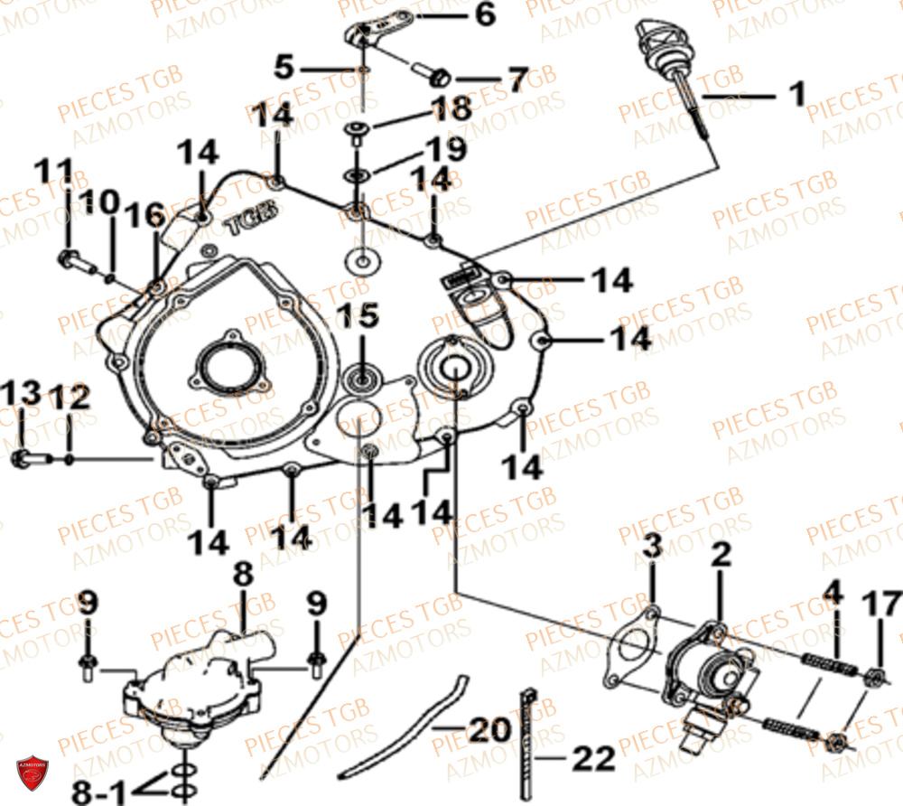 Cache Carter Moteur Gauche 2 TGB 