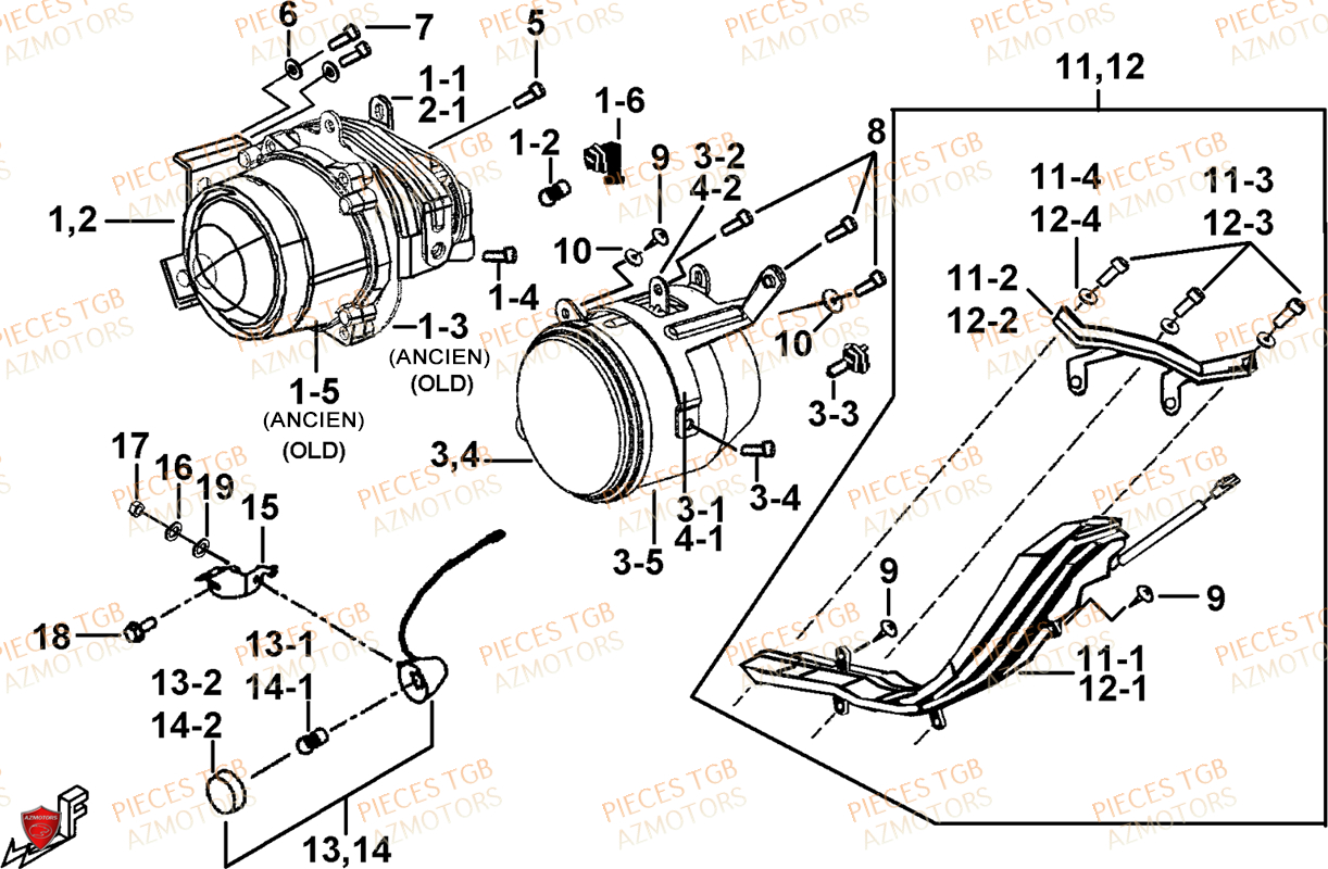 ECLAIRAGE AVANT TGB TGB BLADE 500 SL EFI