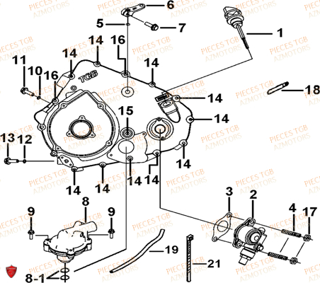 Cache Carter Moteur Gauche 2 TGB Pieces TGB BLADE 550 LT FI 4x4 NEW (No Serie RFCFLGFLE...Type FBG-HDLE)